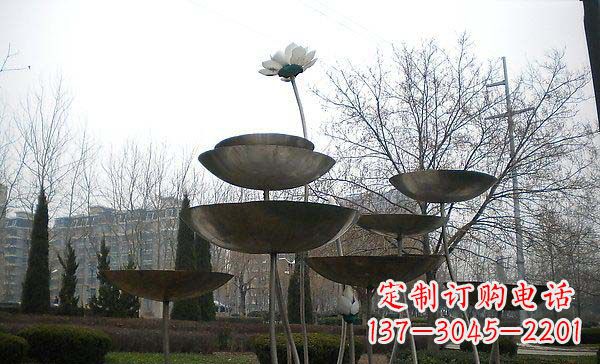 威海中领雕塑定制不锈钢荷花景观雕塑