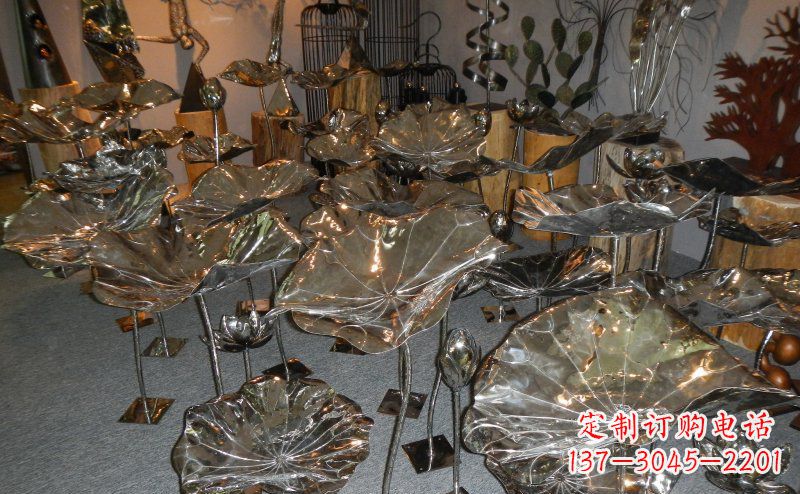 威海抛光不锈钢荷叶雕塑