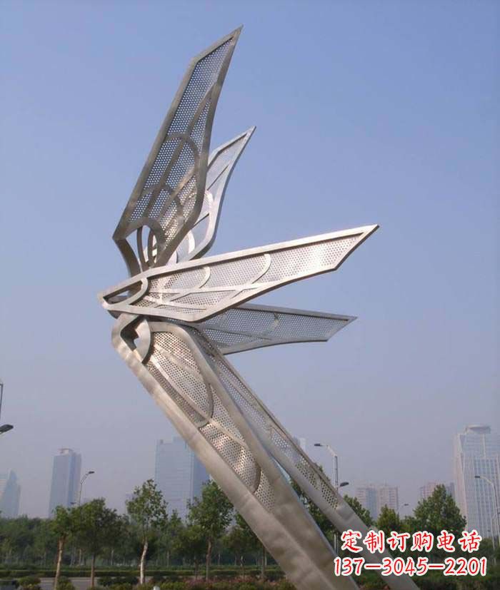 威海大型不锈钢蝴蝶翅膀雕塑
