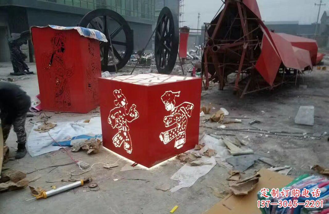威海高品质不锈钢皮影戏人物雕塑