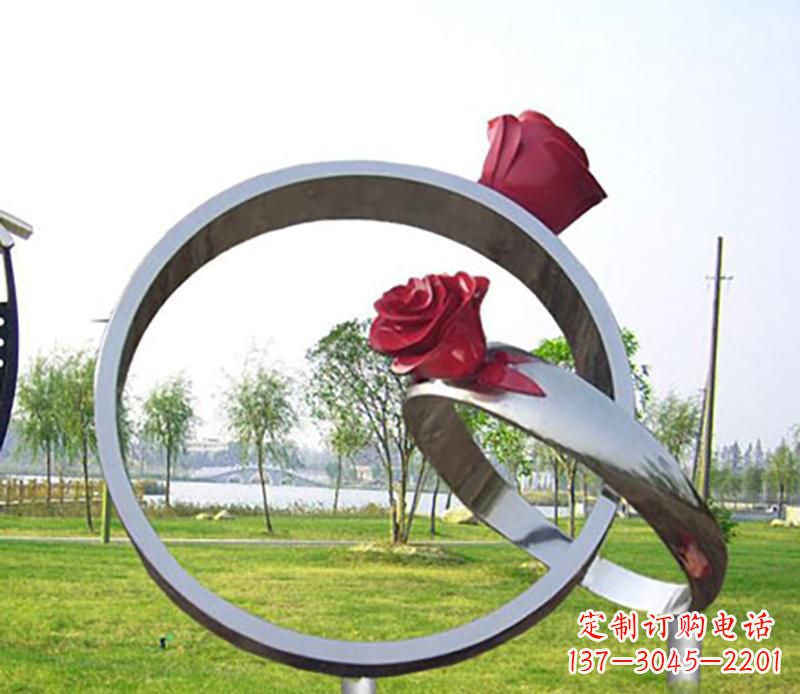 威海不锈钢景观婚戒雕塑
