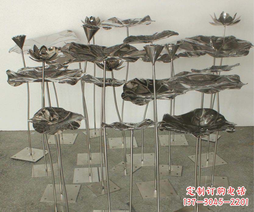 威海精美装饰不锈钢莲叶雕塑