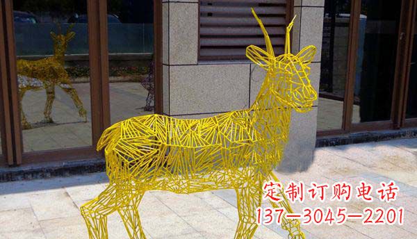 威海梦幻般的不锈钢小鹿大理石塑像