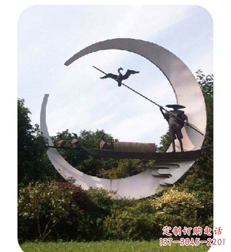 威海精致美观的不锈钢鸬鹚雕塑