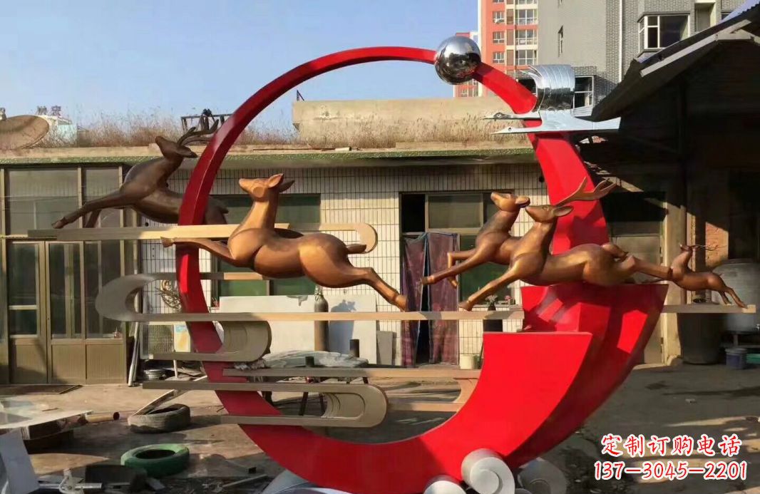 威海高端不锈钢梅花鹿雕塑