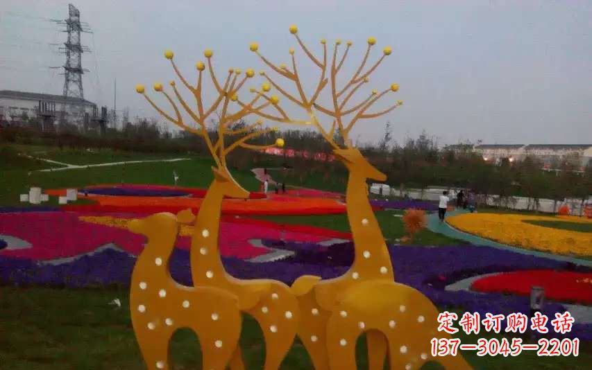威海不锈钢美陈动物鹿雕塑