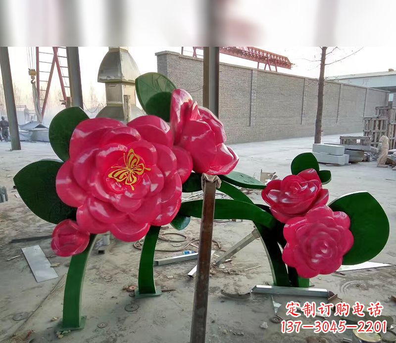 威海中领雕塑花朵般精美的不锈钢牡丹雕塑