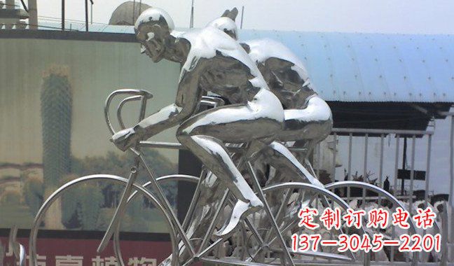 威海不锈钢骑行自行车雕塑