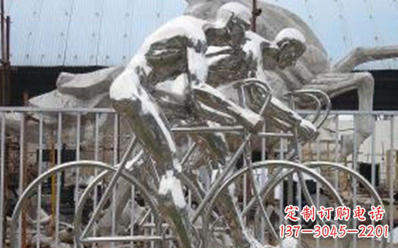 威海铸造不锈钢骑自行车景观雕塑
