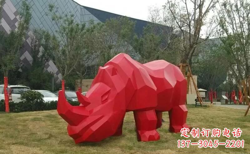 威海摩洛哥高端不锈钢犀牛雕塑