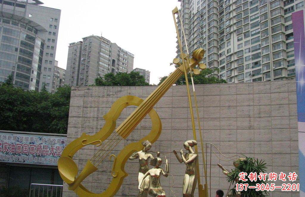 威海不锈钢演奏大提琴雕塑