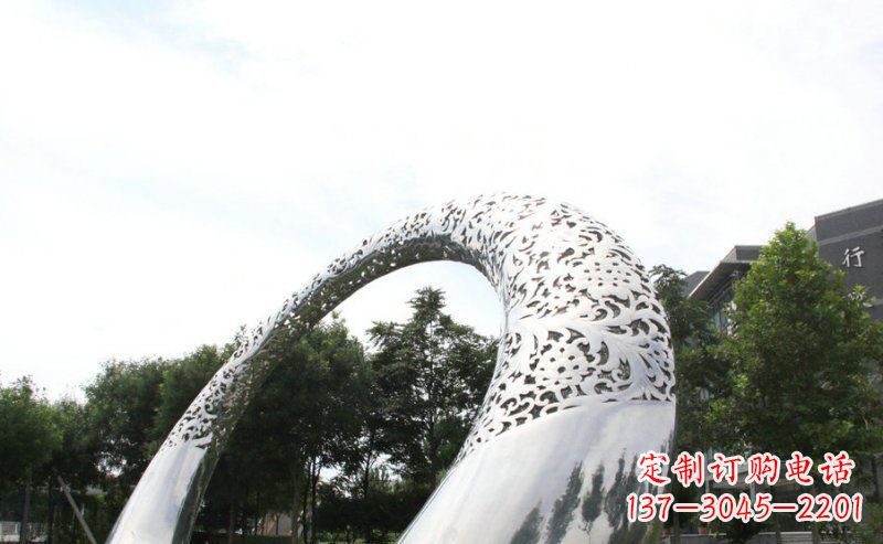 威海优雅定制不锈钢圆形拱门雕塑