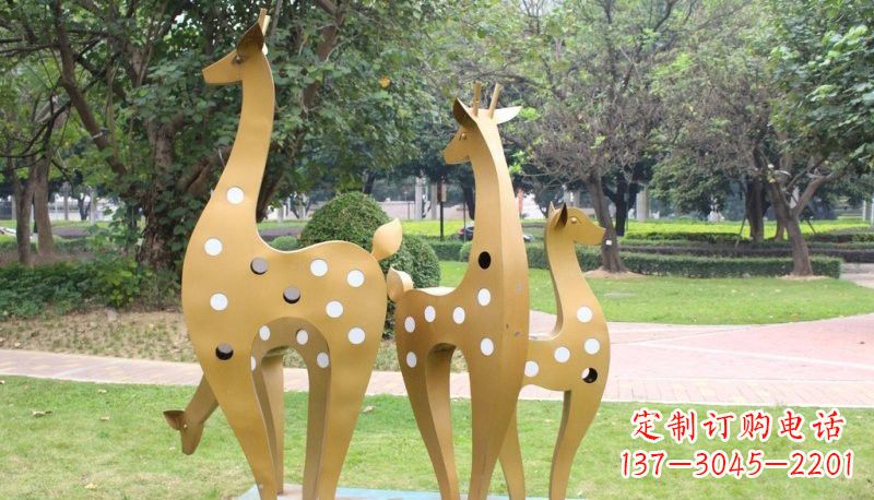 威海彩色不锈钢梅花鹿雕塑