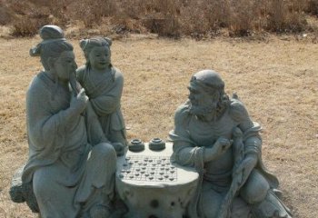 威海八仙下棋铜雕塑