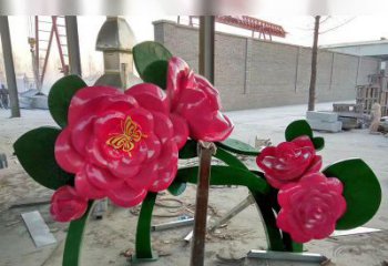 威海中领雕塑花朵般精美的不锈钢牡丹雕塑