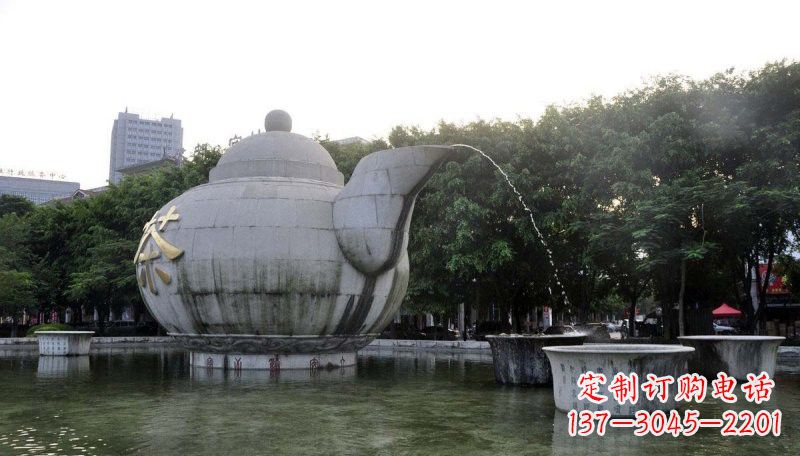 威海精致雕塑茶壶石雕