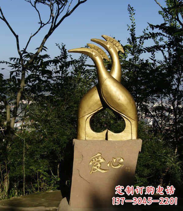 威海新中式装饰铜雕 孔雀景观雕塑