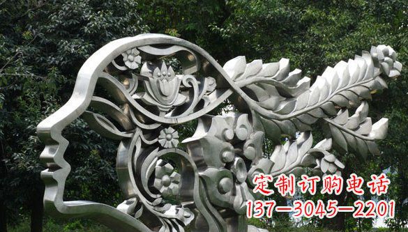 威海高雅美貌不锈钢美女头象雕塑