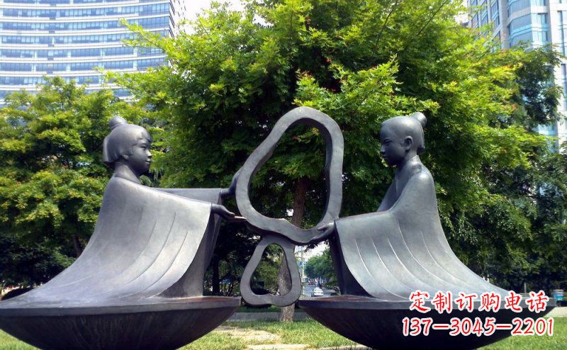 威海特色铜雕-孔融让梨雕塑