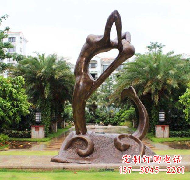 威海公园抽象美人鱼景观铜雕