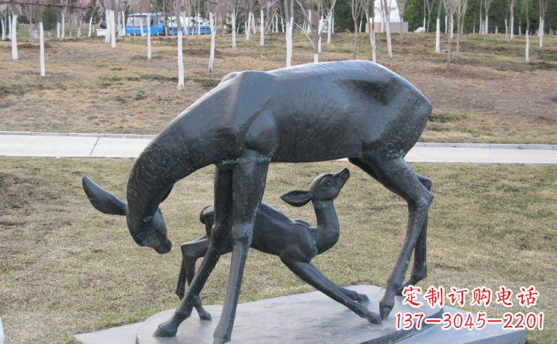 威海母子鹿铜雕艺术塑像