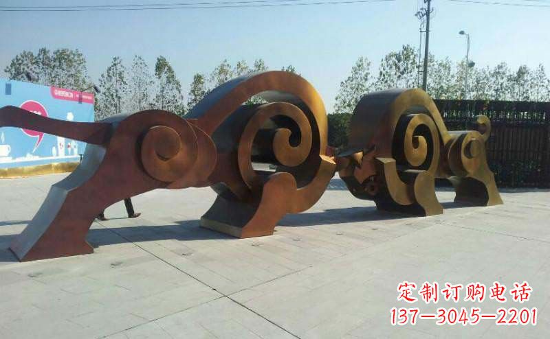 威海公园抽象牛动物铜雕