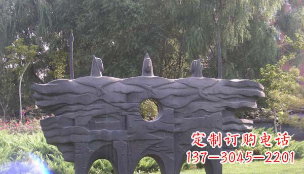威海公园抽象战士人物铜雕