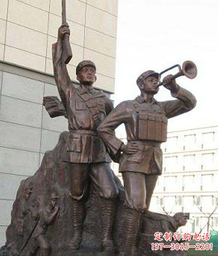 威海革命精神熠熠冲锋号铜雕