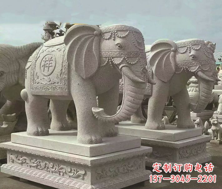 威海精美大象大理石雕塑