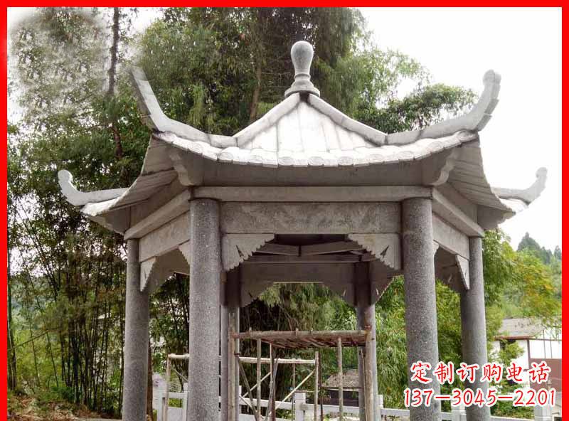 威海复古公园石凉亭雕塑
