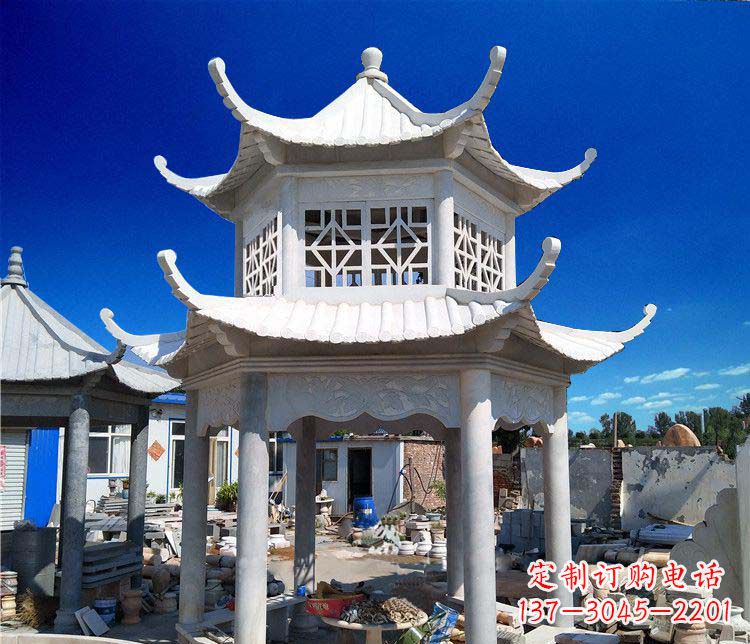 威海大理石双层凉亭雕塑