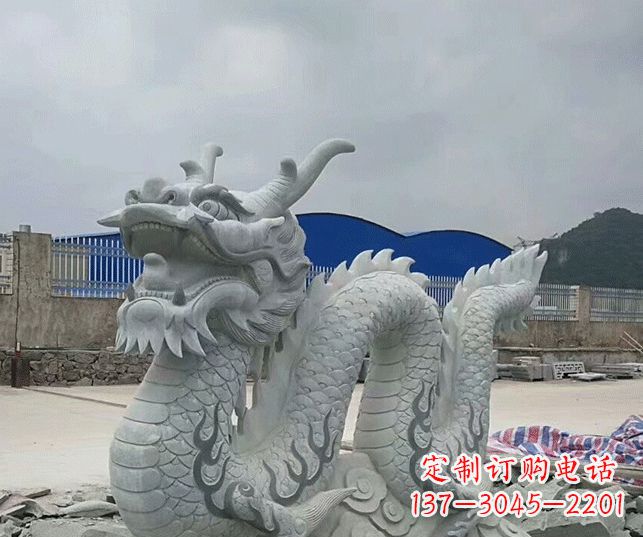 威海公园大理石生肖龙景观石雕 (2)