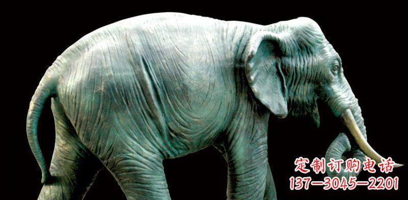 威海公园大象动物铜雕 (3)