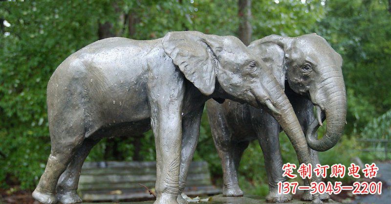 威海公园大象动物铜雕 (2)