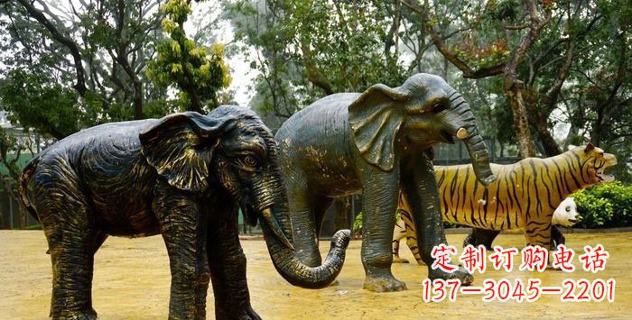 威海公园大象动物铜雕_1