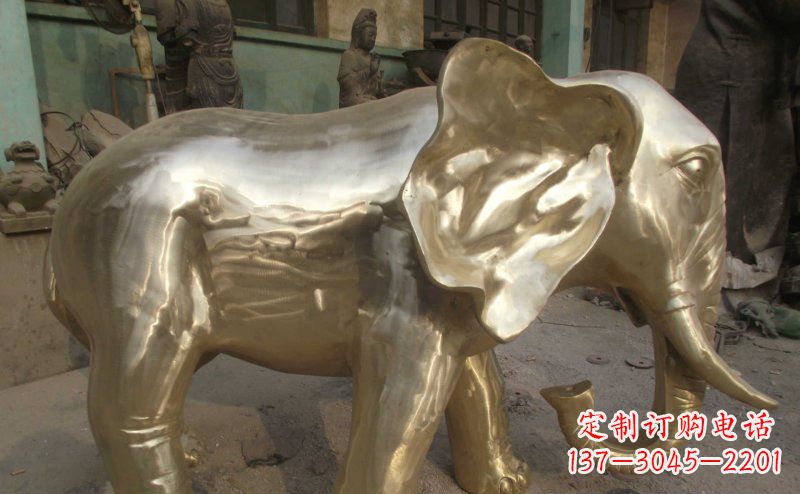 威海公园大象动物铜雕_2