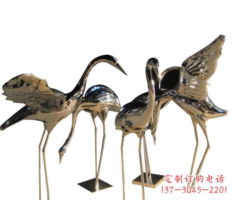 威海三角中国领雕塑不锈钢仙鹤雕塑