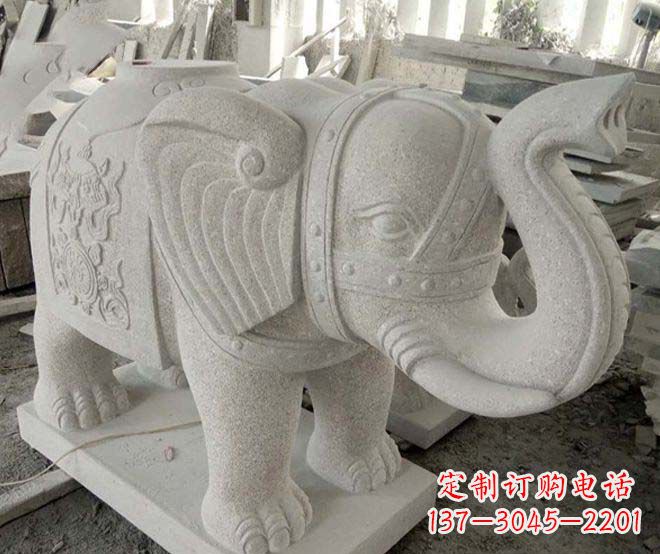 威海公园动物大理石大象石雕 (3)