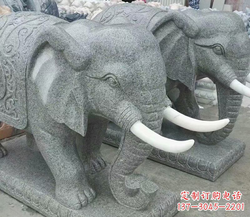 威海象征力量的大理石大象雕塑