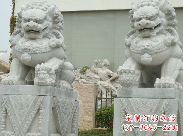 威海高端大理石狮子石雕