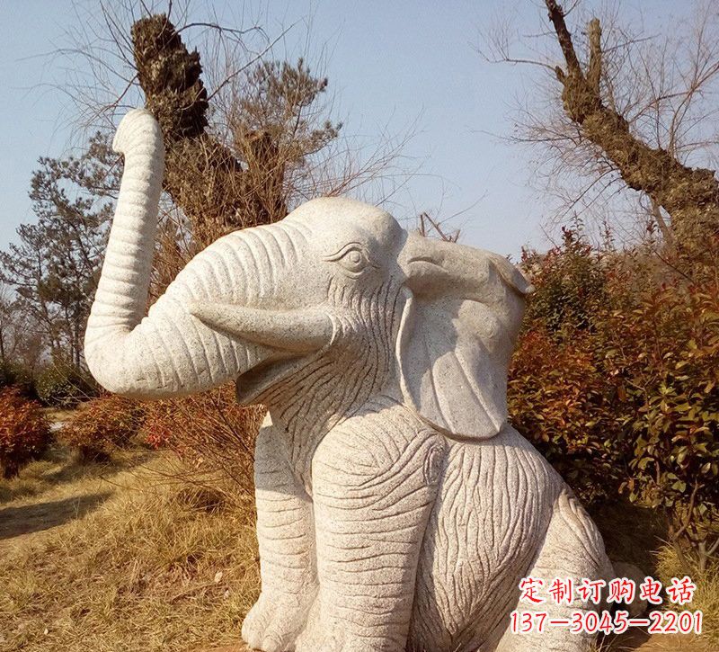威海公园动物大象石雕
