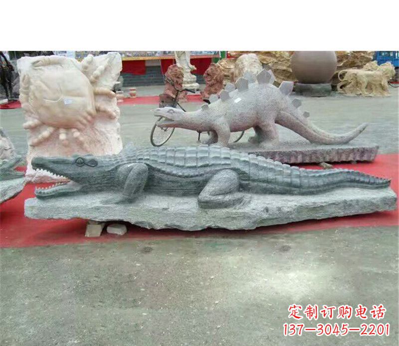 威海公园动物鳄鱼石雕