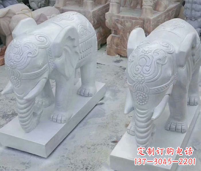 威海高雅雕塑招财石雕大象
