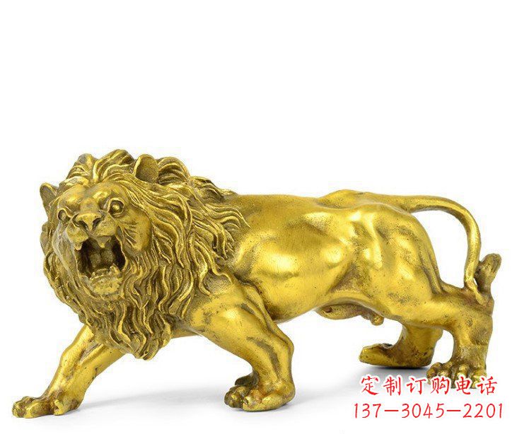 威海公园动物黄铜鎏金狮子铜雕塑