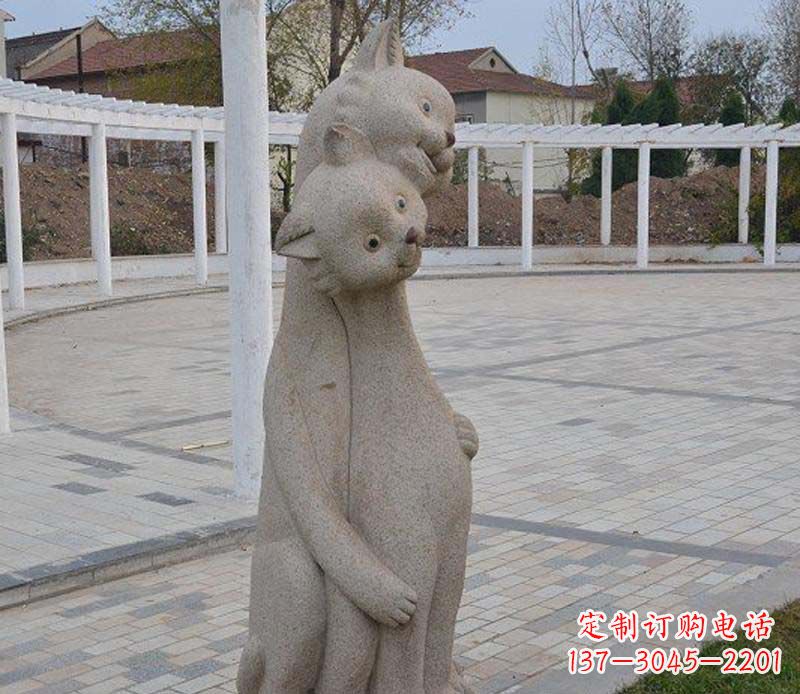威海公园动物小猫石雕