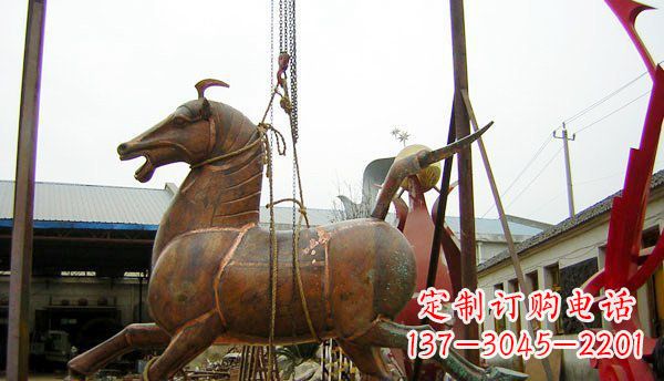 威海公园仿古马动物铜雕