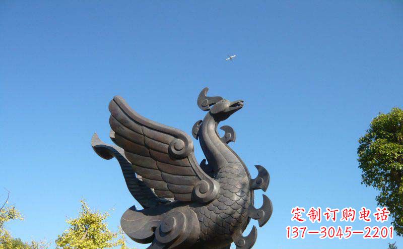 威海公园凤凰景观铜雕