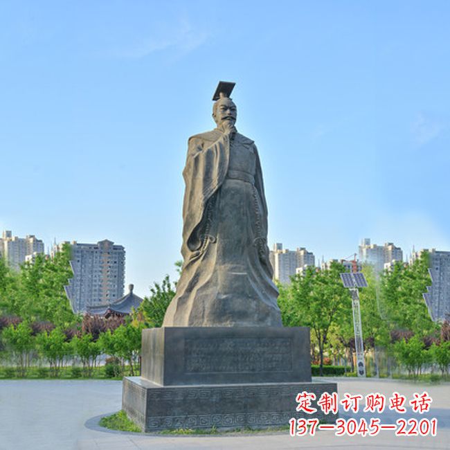 威海公园广场历史名人,青石隋文帝杨坚雕塑