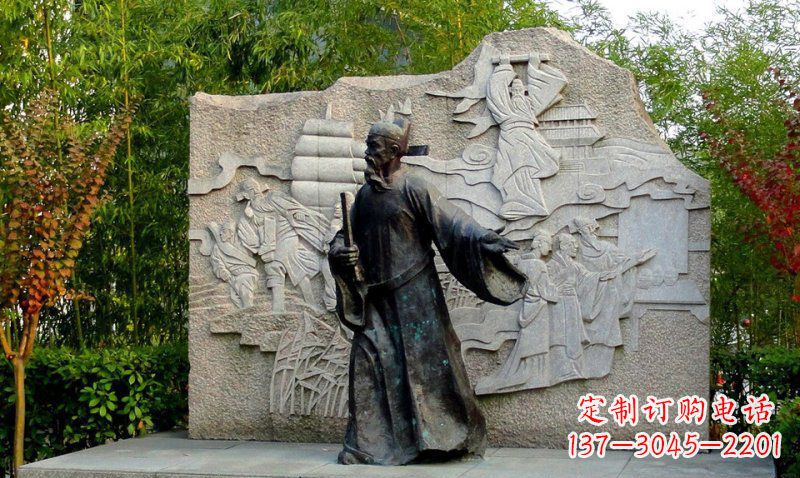 威海海瑞古代名人铜雕领雕塑定制