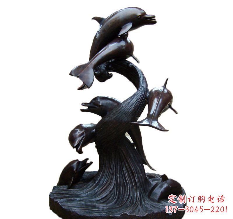 威海公园海豚喷泉铜雕